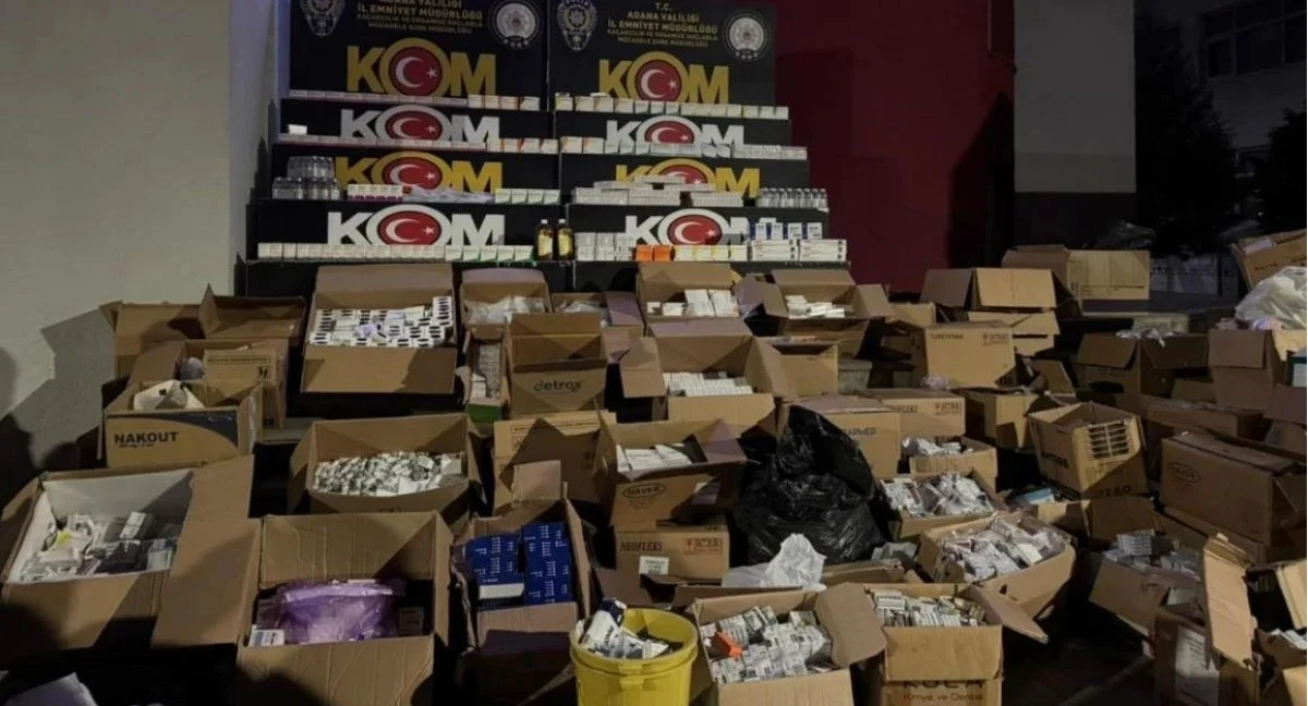 Adana&rsquo;da ka&ccedil;ak depo baskını: 1 milyondan fazla ila&ccedil; ele ge&ccedil;irildi